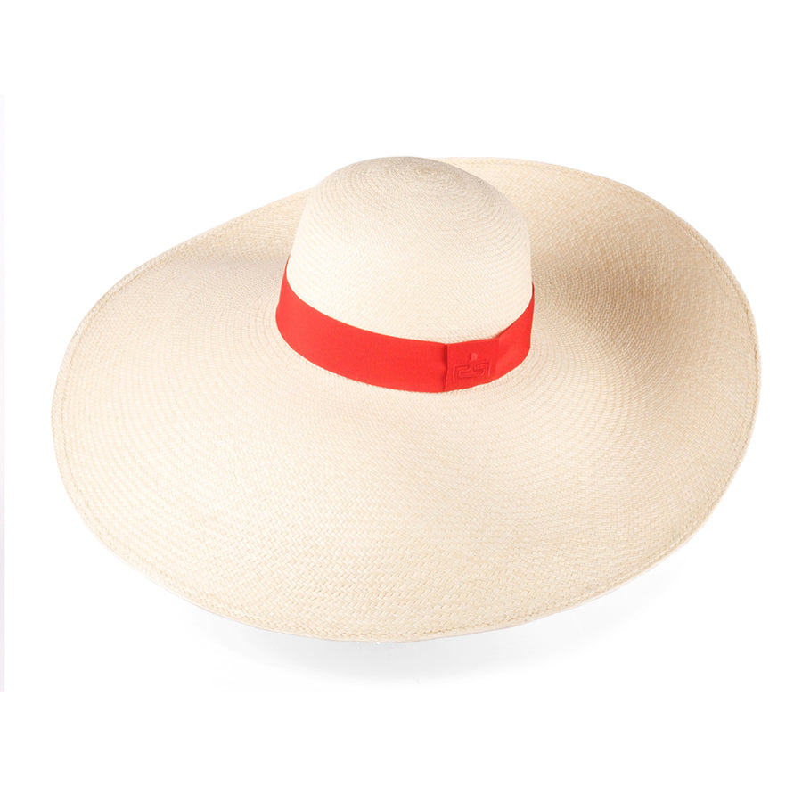 12 of Wide Flat Brim & Crown Straw Hats W/band In Natural - at